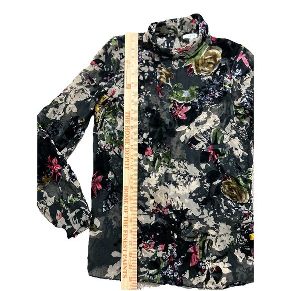 REISS Tori Sheer Black Floral Burnout top size US 0 See Description - Picture 3 of 10